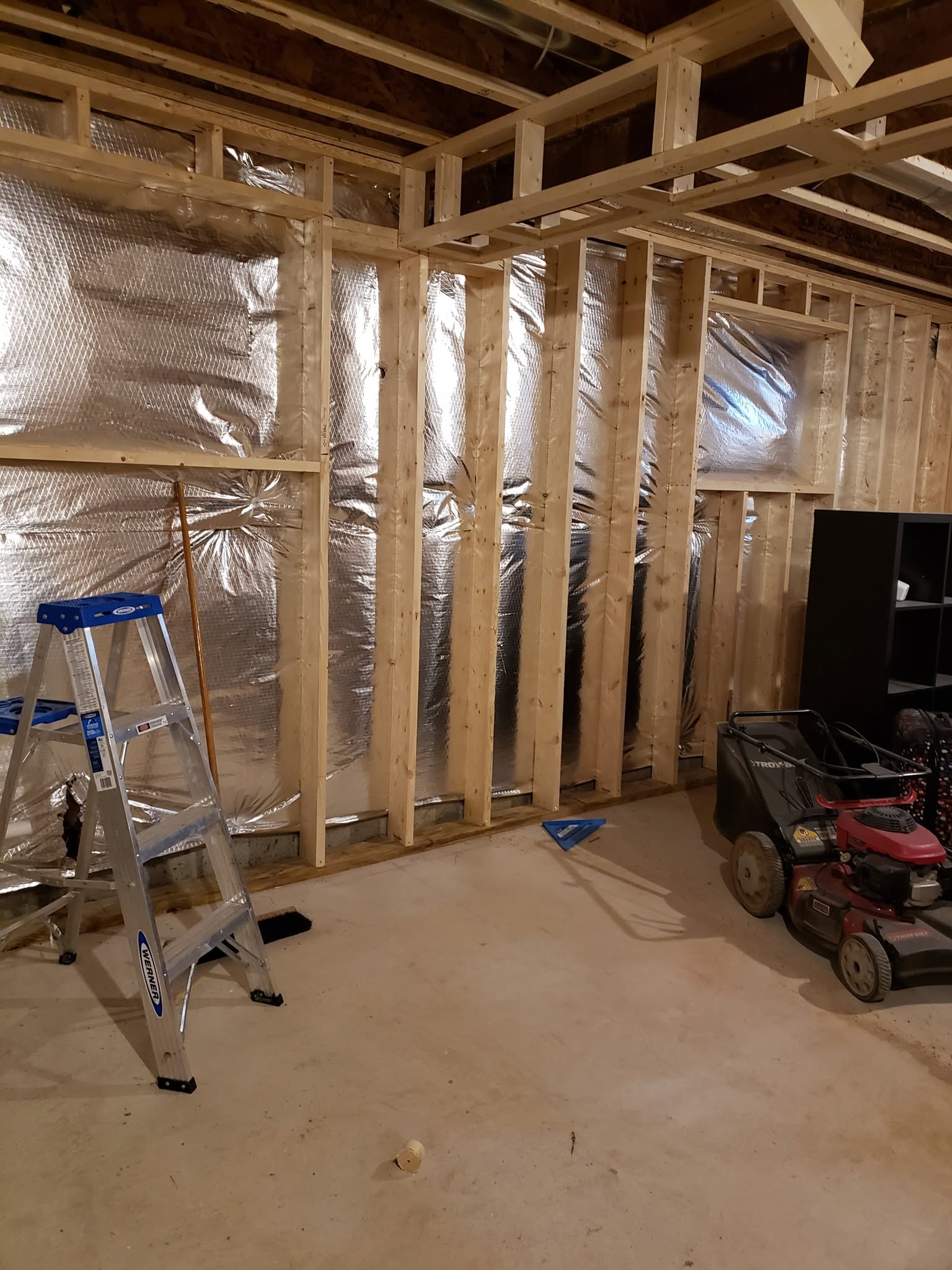 Basement · framed and insulated walls