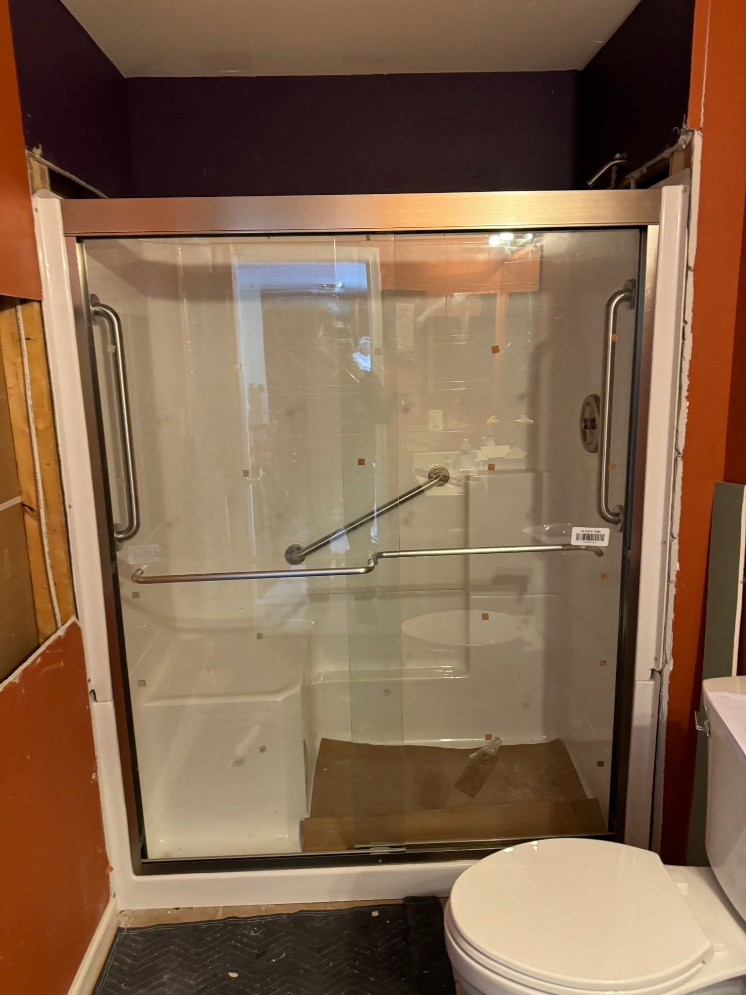 Bathroom · new shower with sliding glass doors