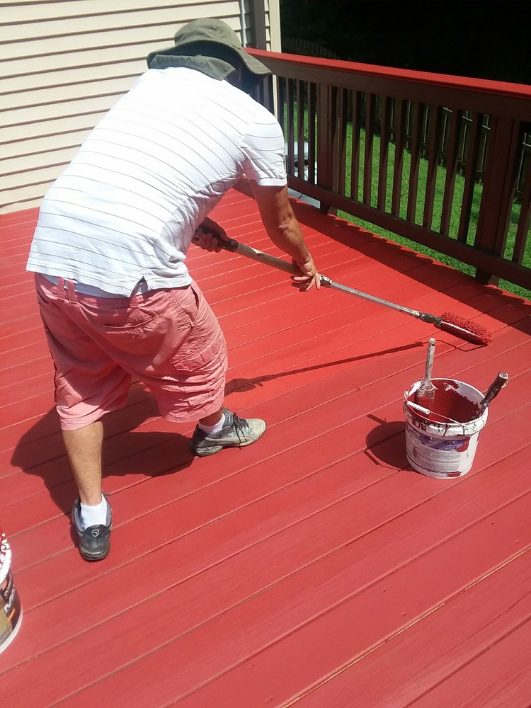 Deck refresh · new red finish on the boards