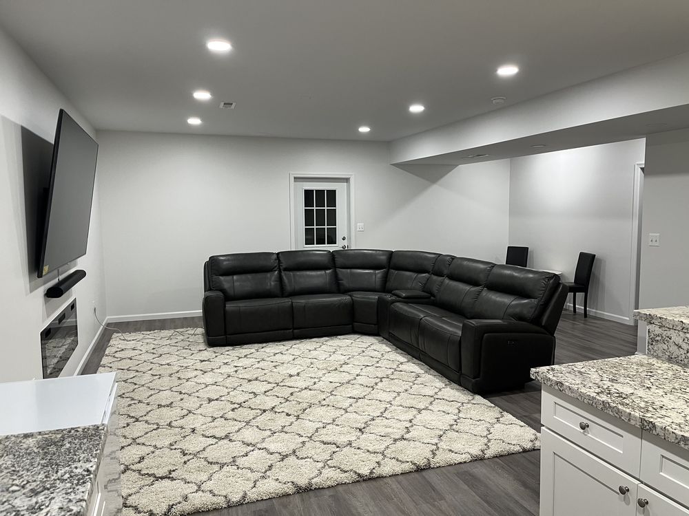 Basement · living area with recessed lighting